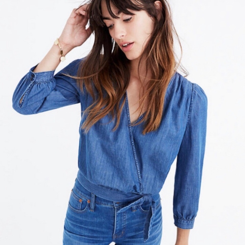 Madewell Denim Wrap Top